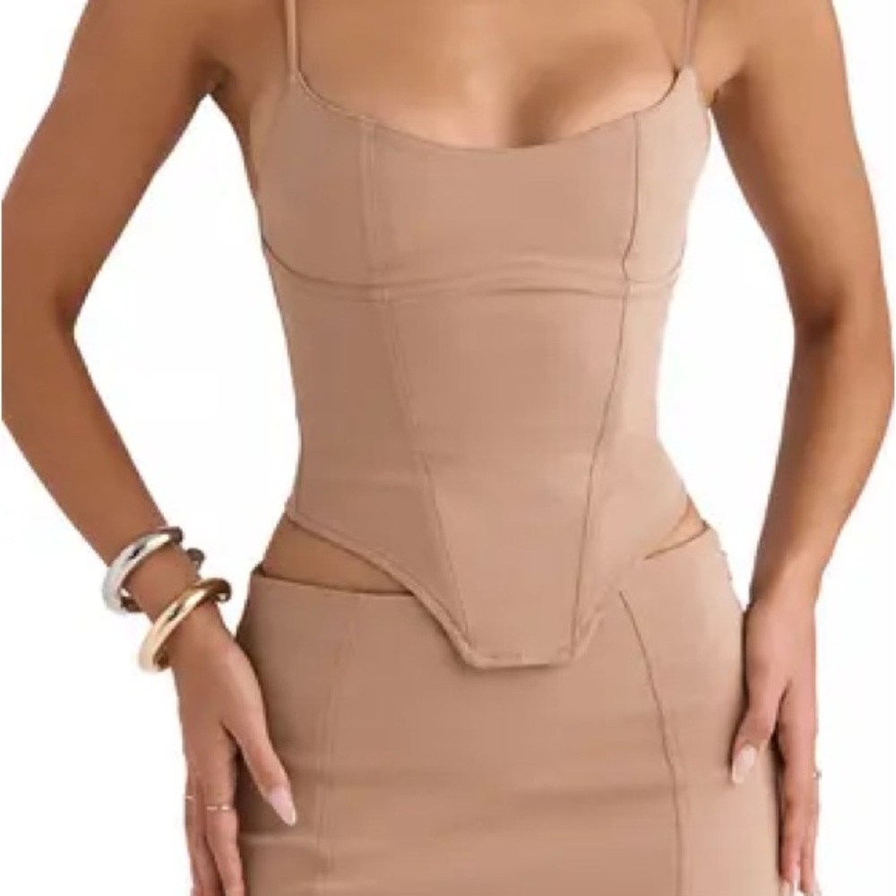 House of CB Flavia Sculpting Corset Top in Beige